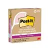 Post-it® 100% Recycled Paper Super Sticky Notes, 4 In X 4 In, Wanderlust Pastels Collection, Lined, 3 Pads/Pack, 70 Sheets/Pad