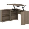 Bush Furniture Cabot 37-42"H Corner Adjustable Standing 3-Position Desk With Shelves, Ash Gray (WC31216)