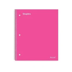 Staples Premium 1-Subject Notebook, 8.5" X 11", College Ruled, 100 Sheets, Pink (TR51448)