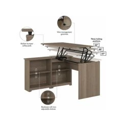 Bush Furniture Cabot 37-42"H Corner Adjustable Standing 3-Position Desk With Shelves, Ash Gray (WC31216) -Office Supply Shop 08ED404D D589 4F33 A5604AB38A170046 sc7