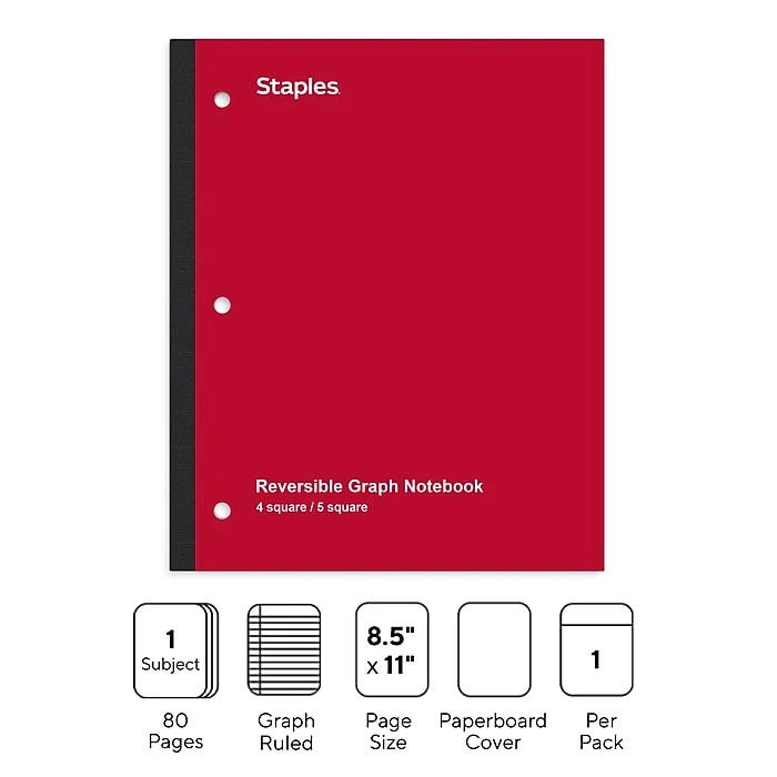 Staples Combo 1 Subject Notebook, 8.5" x 11", Quad Rule, 80 Sheets, Assorted Colors (06497) Staples Combo 1 Subject Notebook, 8.5" X 11", Quad Rule, 80 Sheets, Assorted Colors (06497) -Office Supply Shop 09ED79D2 7825 41AB B8E95C983063C15F sc7