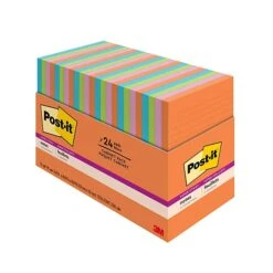 Post-it® Energy Boost Collection Super Sticky Note, 4"x 6", Lined, 45 Sheets/Pad, 24 Pads/Pack (660-24SSAU-CP)