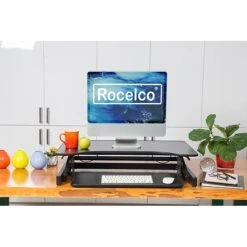 Rocelco 32" Height Adjustable Standing Desk Converter With Anti Fatigue Mat Bundle, Black (R ADRB-MAFM) -Office Supply Shop 0B5C7C97 697A 4087 A7DDD78711A0157B sc7