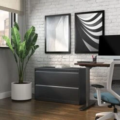 Staples 2-Drawer Lateral File Cabinet, Locking, Letter/Legal, Charcoal, 42"W (26822D) -Office Supply Shop 0C6FD1F9 438A 4556 9CF67B7A246E86CF sc7