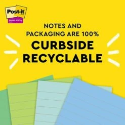 Post-it® 100% Recycled Paper Super Sticky Notes, 4 In X 4 In, Oasis Collection, Lined, 3 Pads/Pack, 70 Sheets/Pad (675R-3SST) -Office Supply Shop 1067F0DF 4DE1 4D35 97A0EF9CF00513DC sc7
