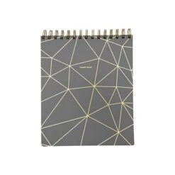Russell+Hazel Rime Memo Notebook, 7.5" X 9", College Ruled, 98 Sheets, Charcoal/Gold (56298)