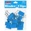 JAM Paper Colored Binder Clips, Medium, 5/8" Capacity, Blue, 15/Pack (339BCBU)
