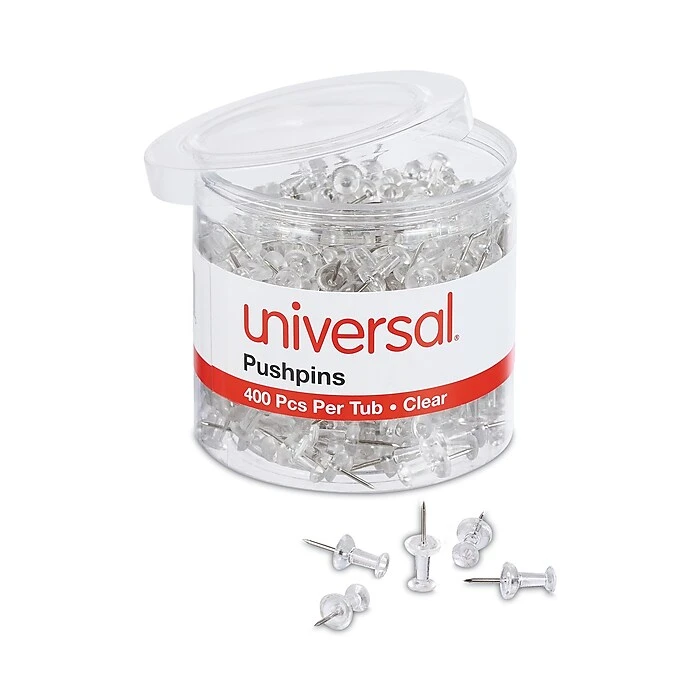Universal Clear Push Pins, Plastic, 3/8", 400/Pack (UNV31306) Universal Clear Push Pins, Plastic, 3/8", 400/Pack (UNV31306) -Office Supply Shop 145DE2CB 21D9 4734 A37E4EAB29968C87 sc7