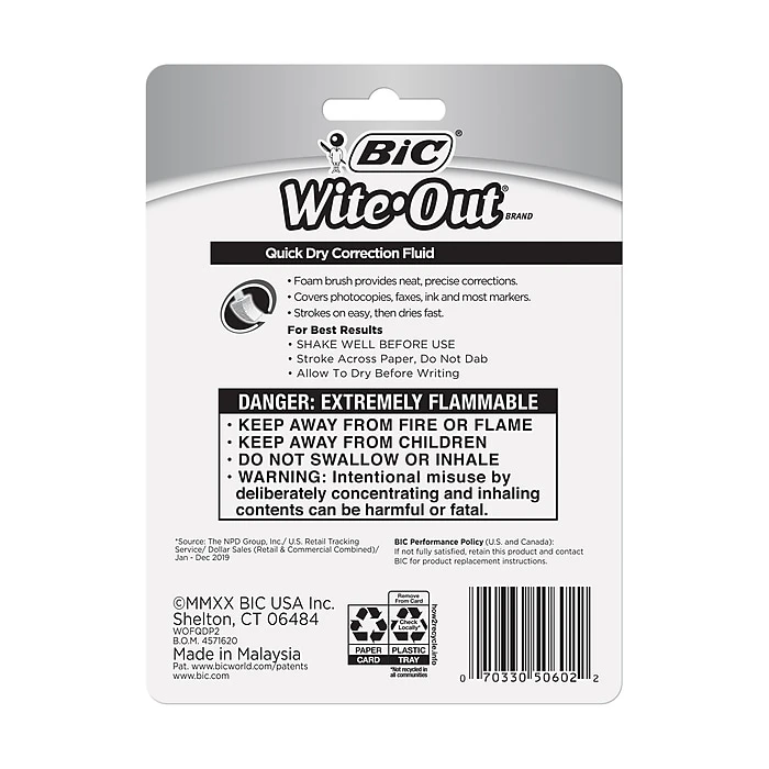BIC Wite-Out Quick Dry Correction Fluid, 20 ml., White, 2/Pack (WOFQDP24-A-WHI) BIC Wite-Out Quick Dry Correction Fluid, 20 Ml., White, 2/Pack (WOFQDP24-A-WHI) -Office Supply Shop 16EB0A43 20AD 4638 80D89F36CF88E2C4 sc7