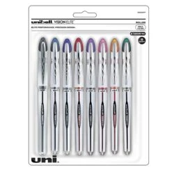Uni-ball Vision Elite Rollerball Pens, Micro Point, Assorted Colors Ink, 8 Pack (58092)