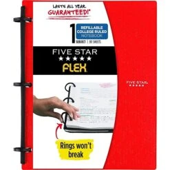 Mead Five Star Flex 1-Subject Hybrid Notebook Binder, 8 1/2" X 11", College Ruled, 80 Sheets, Assorted Colors (08120) 2 Mead Five Star Flex 1-Subject Hybrid Notebook Binder, 8 1/2" X 11", College Ruled, 80 Sheets, Assorted Colors (08120) -Office Supply Shop 295E8BCD FA6D 4CA5 9FCE69C1BAAC57F8 sc7