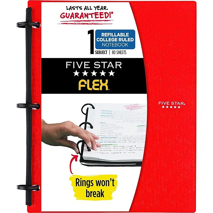 Mead Five Star Flex 1-Subject Hybrid Notebook Binder, 8 1/2" x 11", College Ruled, 80 Sheets, Assorted Colors (08120) Mead Five Star Flex 1-Subject Hybrid Notebook Binder, 8 1/2" X 11", College Ruled, 80 Sheets, Assorted Colors (08120) -Office Supply Shop 295E8BCD FA6D 4CA5 9FCE69C1BAAC57F8 sc7