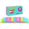 Post-it® Super Sticky Notes, 3" X 3", Supernova Neons, 90 Sheets/Pad, 12 Pads/Pack (654-12SSMIA)