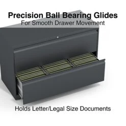 Staples 2-Drawer Lateral File Cabinet, Locking, Letter/Legal, Charcoal, 42"W (26822D) -Office Supply Shop 2D863176 27A6 46FF A2813FF16A9B421A sc7