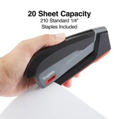 Staples One-Touch Desktop Stapler, 20 Sheet Capacity, Gray/Black/Red, 500 (44425) -Office Supply Shop 2E9F58E1 4498 4536 A151CE08EB48FB76 sc7