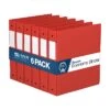 Davis Group Premium Economy 1 1/2" 3-Ring Non-View Binder, Red, 6/Pack (2312-03-06)