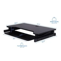 Rocelco 37"W Deluxe Adjustable Desk Riser With Energizing Anti-Fatique Mat (R DADRB-MAFM) -Office Supply Shop 3C0D5381 FC50 46E9 9139ED76C5FA247F sc7