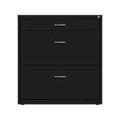 Space Solutions 3-Drawer Lateral File Cabinet, Letter/Legal Size, Lockable, 17.63'', Black (25070)