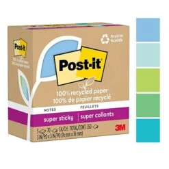 Post-it® 100% Recycled Paper Super Sticky Notes, 3 In X 3 In, Oasis Collection, 5 Pads/Pack, 70 Sheets/Pad (654R-5SST) -Office Supply Shop 44BDB0C1 7E0C 4DDD B0701E7B74CBDFE3 sc7