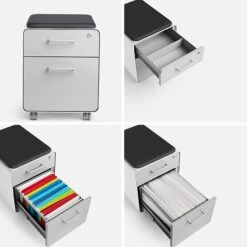 Poppin White + Light Gray Mini Stow 2-Drawer Vertical File Cabinet, Rolling, Light Gray (104732) -Office Supply Shop 4757BA10 BB7B 401D BF4F05821FA432D9 sc7