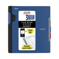 Mead Five Star Advance 3-Subject Notebook, 8.5" X 11", College Ruled, 150 Sheets, Each (06324)