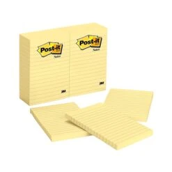 Post-it® Notes, 4" X 6", Canary Yellow, Lined, 100 Sheets/Pad, 12 Pads/Pack (660)