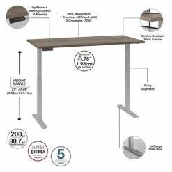 Bush Business Furniture Move 60 Series 27"-48" Adjustable Standing Desk, Modern Hickory/Cool Gray Metallic (M6S6030MHSK) -Office Supply Shop 4EC44984 9904 45CD 965D911FD63C7AFF sc7