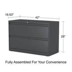 Staples 2-Drawer Lateral File Cabinet, Locking, Letter/Legal, Charcoal, 42"W (26822D) -Office Supply Shop 585E5464 B171 4795 B374DC833E3C625E sc7