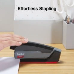 Staples One-Touch Desktop Stapler, 20 Sheet Capacity, Gray/Black/Red, 500 (44425) -Office Supply Shop 5A3D45C2 24D4 4BB3 A157046D4F06CE5B sc7