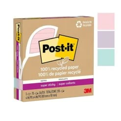 Post-it® 100% Recycled Paper Super Sticky Notes, 4 In X 4 In, Wanderlust Pastels Collection, Lined, 3 Pads/Pack, 70 Sheets/Pad -Office Supply Shop 5AF19DF9 499A 4133 84B0EF6D4BCA835C sc7