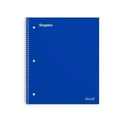 Staples® Accel 5-Subject Notebook, 8.5" X 11", College Ruled, 200 Sheets, Assorted Colors, (ST15761D)