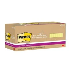 Post-it® 100% Recycled Paper Super Sticky Notes, 3 In X 3 In, Canary Yellow, 70 Sheets/Pad, 24 Pads/Pack (654R-24SSCY-CP) -Office Supply Shop 670DCABC 6DB3 443A A05CD2CA7B04AEBD sc7