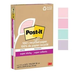 Post-it® 100% Recycled Paper Super Sticky Notes, Wanderlust Pastels Collection, Lined, 4 In X 6 In, 4 Pads/Pack, 45 Sheets/Pad 4 Post-it® 100% Recycled Paper Super Sticky Notes, Wanderlust Pastels Collection, Lined, 4 In X 6 In, 4 Pads/Pack, 45 Sheets/Pad -Office Supply Shop 6C7A5742 3443 4907 A6F8975F4C32F006 sc7
