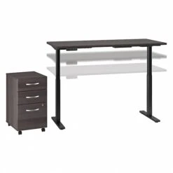 Bush Business Furniture Move 60 Series 27''-47'' Adjustable Standing Desk W/ Storage, Storm Gray/Black Powder Coat (M6S006SGSU)