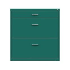Space Solutions 3-Drawer Lateral File Cabinet, Letter/Legal Size, Lockable, 31.88"H X 30"W X 17.63"D, Teal (25074)
