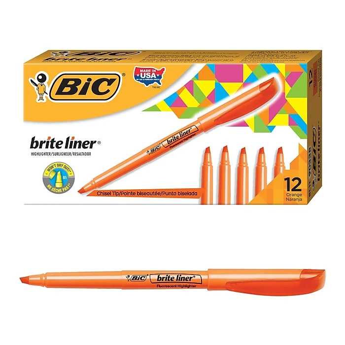BIC Brite Liner Stick Highlighter, Chisel Tip, Orange, Dozen (90338/BL11OR) BIC Brite Liner Stick Highlighter, Chisel Tip, Orange, Dozen (90338/BL11OR) -Office Supply Shop 7874F01D 3156 4035 A9DE1BE9E7E1F9EE sc7
