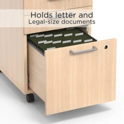 Union & Scale™ Essentials 3-Drawer Vertical File Cabinet, Mobile/Pedestal, Letter/Legal, Natural, 21" (UN56981) -Office Supply Shop 7B284173 6346 4B30 AF35088F7A9EBEAF sc7