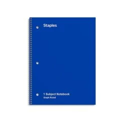 Staples 1-Subject Notebook, 8" X 10.5", Graph Ruled, 70 Sheets, Blue (TR23985)
