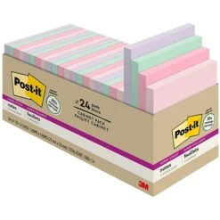 Post-it® Recycled Super Sticky Notes, 3" X 3", Wanderlust Pastels Collection, 70 Sheets/Pad, 24 Pads/Pack (654-24NH-CP)