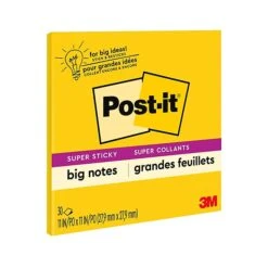 Post-it® Super Sticky Notes, 11" X 11", Bright Yellow, 30 Sheets/Pad, 1 Pad/Pack (BN11)