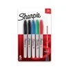 Sharpie Permanent Markers, Fine Tip, Assorted, 5/Pack (30653)