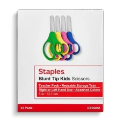 Staples Teacher Pack 5" Kids Blunt Tip Stainless Steel Scissors, Straight Handle, Right And Left Handed, 12/Pack (TR55058) -Office Supply Shop 944F6833 8105 4B75 96F44183293652B0 sc7