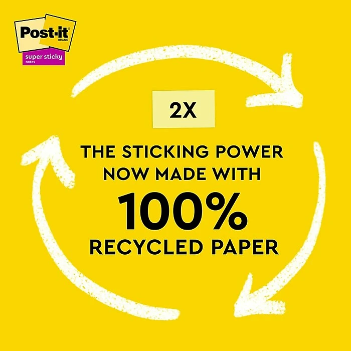 Post-it® 100% Recycled Paper Super Sticky Notes, Canary Yellow, 3 in x 5 in, 12 Pads/Pack, 70 Sheets/Pad (655R-12SSCY) Post-it® 100% Recycled Paper Super Sticky Notes, Canary Yellow, 3 In X 5 In, 12 Pads/Pack, 70 Sheets/Pad (655R-12SSCY) -Office Supply Shop 96935FDC FFBF 4F60 821CE5A6792FB070 sc7