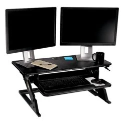 3M™ Precision Standing Desk, 35"W Adjustable Desk Riser With Gel Wrist Rest And Precise™ Mouse Pad, Black (SD60B) -Office Supply Shop 9A7C58FF 5F32 4C23 ACFEB2F9743A7801 sc7