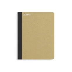 Staples Premium Composition Notebook, 7.5" X 9.75", Wide Ruled, 100 Sheets, Brown (TR52119)