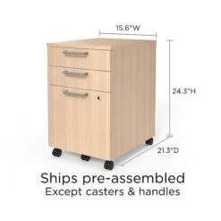 Union & Scale™ Essentials 3-Drawer Vertical File Cabinet, Mobile/Pedestal, Letter/Legal, Natural, 21" (UN56981) -Office Supply Shop A199B508 7954 4CC5 879F993B9644F002 sc7