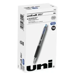 Uni-ball Uniball 207 Retractable Gel Pens, Medium Point, 0.7mm, Blue Ink, 12/Pack (33951)