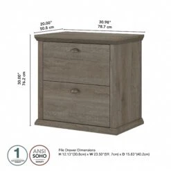 Bush Furniture Yorktown 2-Drawer Lateral File Cabinet, Not Assembled, Letter/Legal, Restored Gray, 30.98" (WC40680-03) -Office Supply Shop ABF2848C 7A41 4343 989E8839E6F767DB sc7