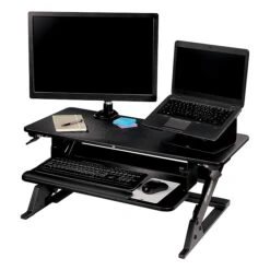 3M™ Precision Standing Desk, 35"W Adjustable Desk Riser With Gel Wrist Rest And Precise™ Mouse Pad, Black (SD60B) -Office Supply Shop ACDB92BC 420E 4944 A051EB7986D3D026 sc7