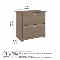 Bush Furniture Cabot 2-Drawer Lateral File Cabinet, Letter/Legal, Ash Gray, 31" (WC31280) -Office Supply Shop AD49CD2E E28A 4FFD 89C5C29394299011 sc7
